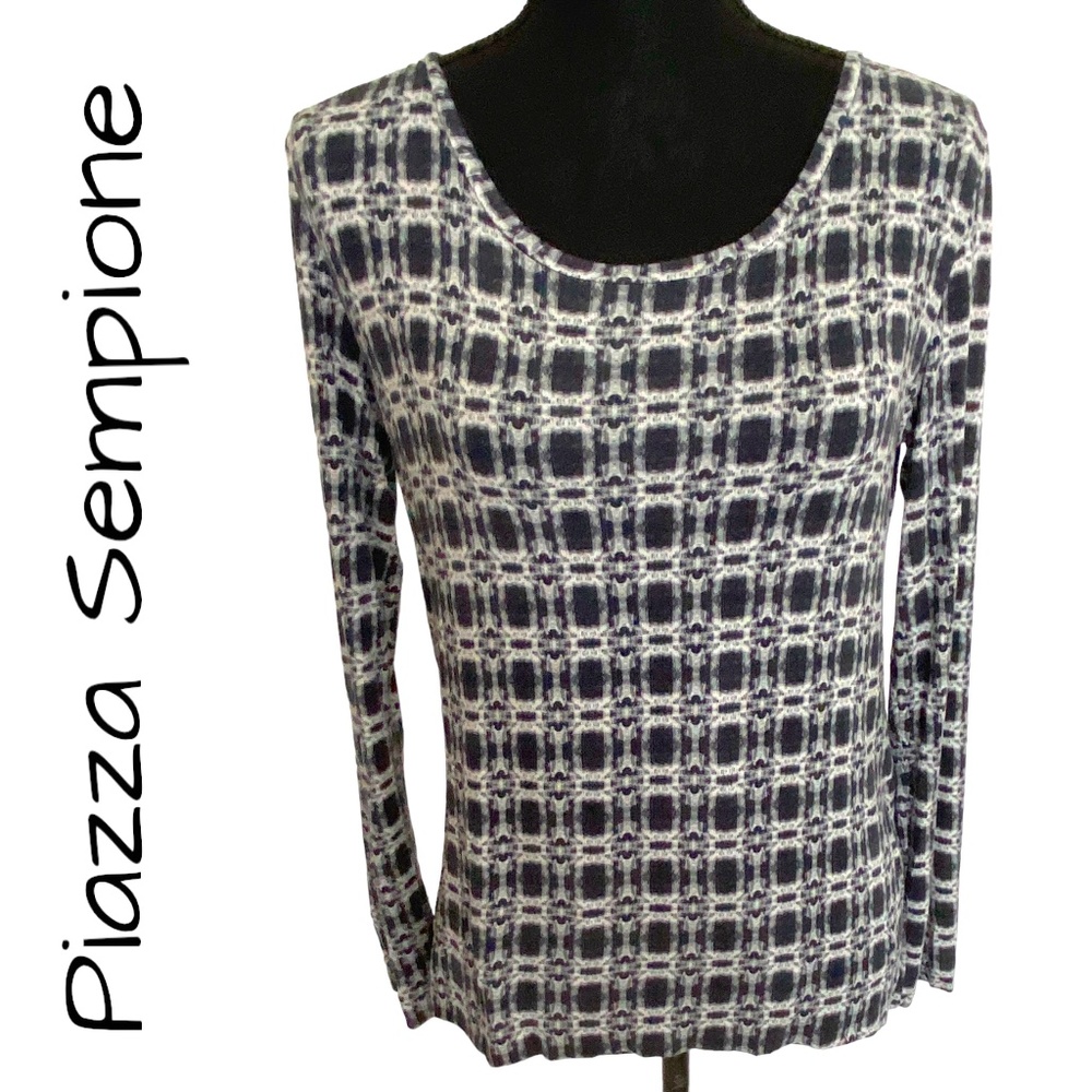 PIAZZA SEMPIONE Long-sleeved top, Midnight Navy, Made in Italy, Size 6